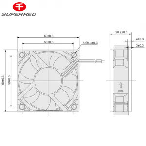 Czarny wentylator chłodzący DC 12V 60x60x20 do dezynfekcji szafy / grzejnika / mikrofalówki