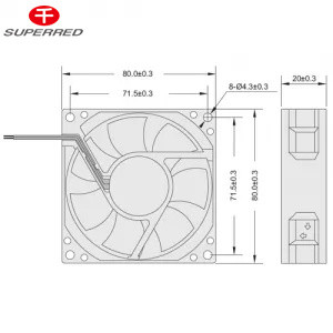 Niestandardowy 150g DC chłodniejszy wiatrówka łożysk kulkowy lub rękaw łożysk 80x80x20 wentylator chłodzący