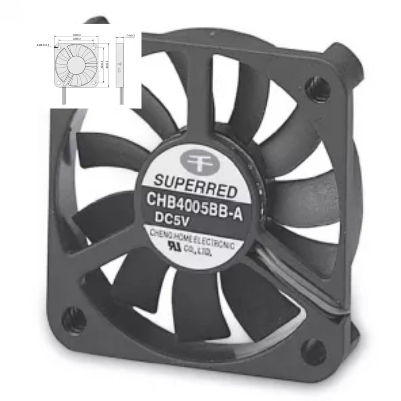 Wentylator chłodzący 40x40x7 5V DC 150g Wyjście sygnału w kolorze czarnym Opcjonalne